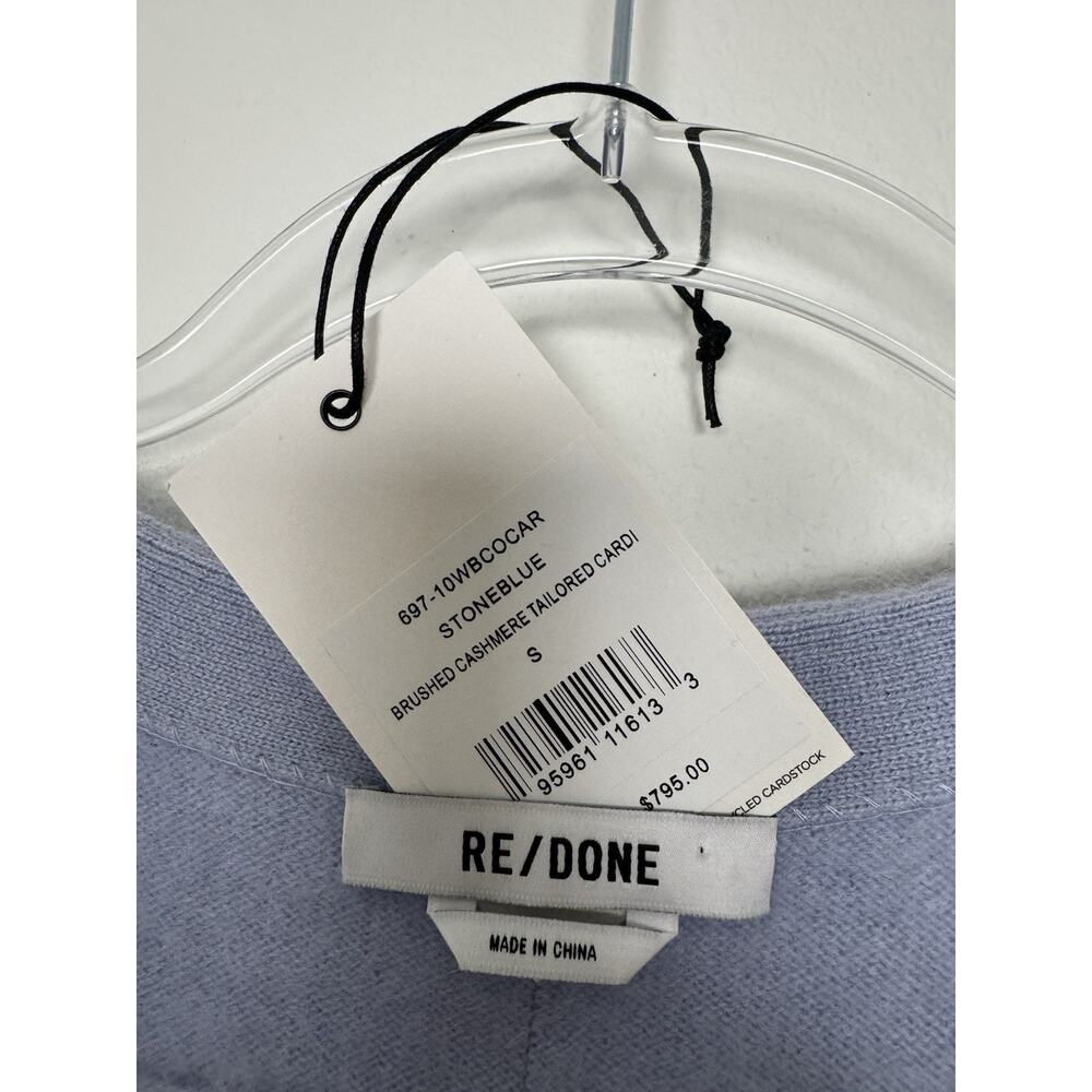 RE/DONE Brushed Cashmere Cardigan Sweater Women’s Small Stone Blue $795 - Picture 4 of 9